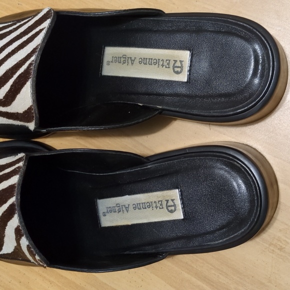 ETIENNE AIGNER comedy animal print leather mules size 8.5 - Picture 10 of 14